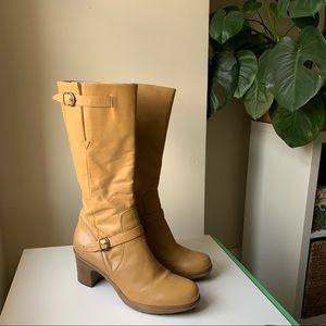 Dansko Nevada Leather Tall Heeled Boots with Side Zip